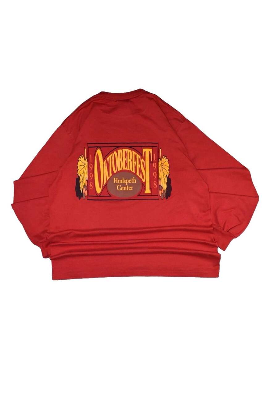 Vintage 1998 Jerzees Oktoberfest Hudspeth Center Red Long Sleeve Sweatshirt L - Picture 3 of 7